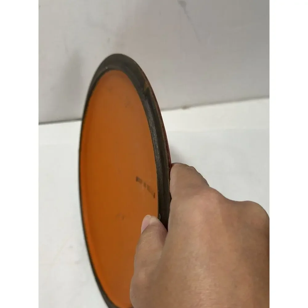 Vintage DESCOWARE Cast Iron LID FE BELGIUM No 6 Flame Red Orange ENAMEL Fits 7”‎